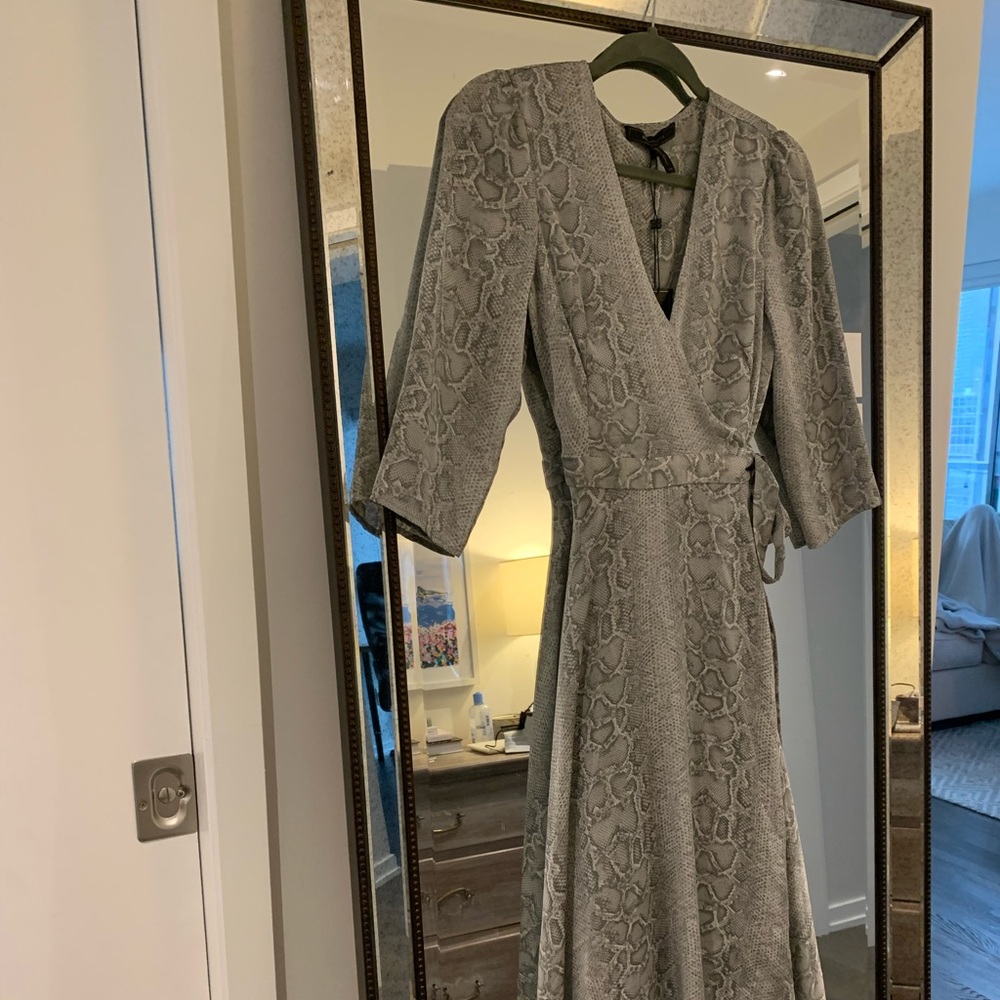 BCBG Snakeskin Print Wrap Dress